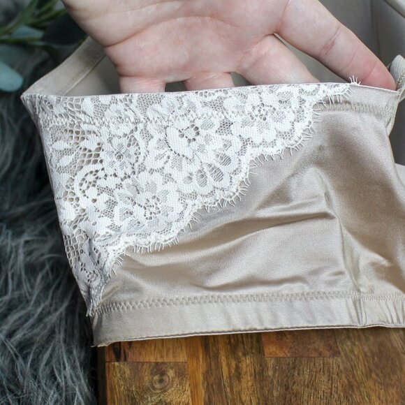 Cacique Smooth Lightly Lined Full Coverage Bra Eyelash Lace Nude 46DD Plus - Picture 8 of 12